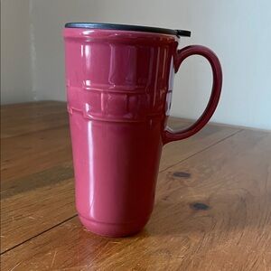 Longaberger Red Ceramic travel Mug